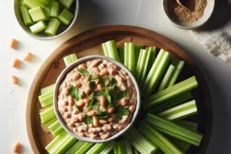 Crunchy Celery Sticks Paired Perfectly with Creamy Bean Dip