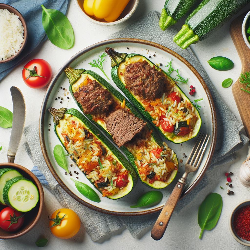 Hearty Beef and Rice Stuffed Zucchini: A Flavorful Delight