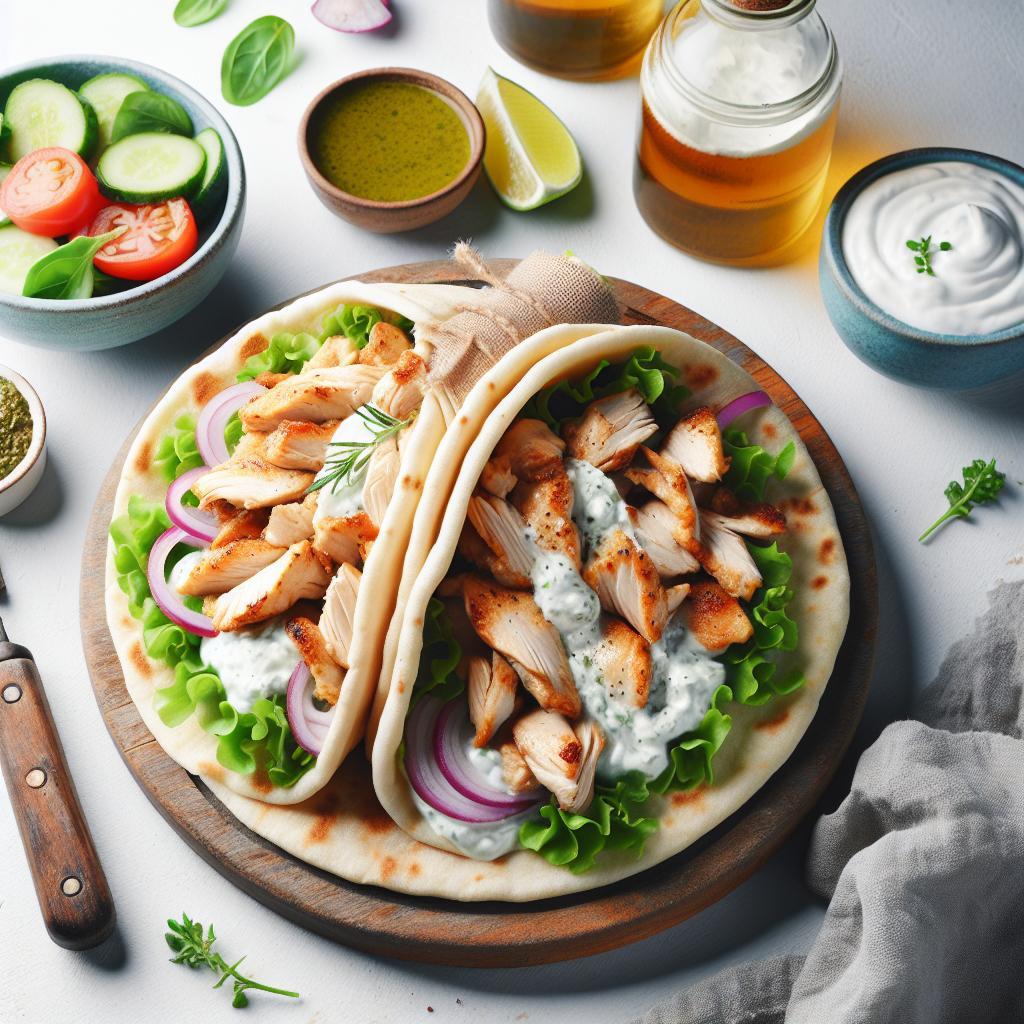 Savor Greek Chicken Gyros with Creamy Tzatziki Delight