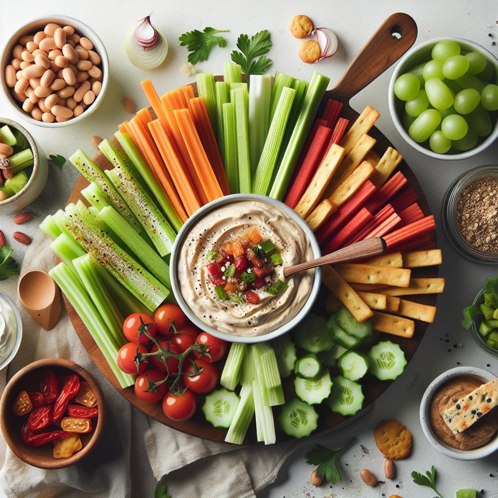Crunchy Celery Sticks Paired Perfectly with Creamy Bean Dip