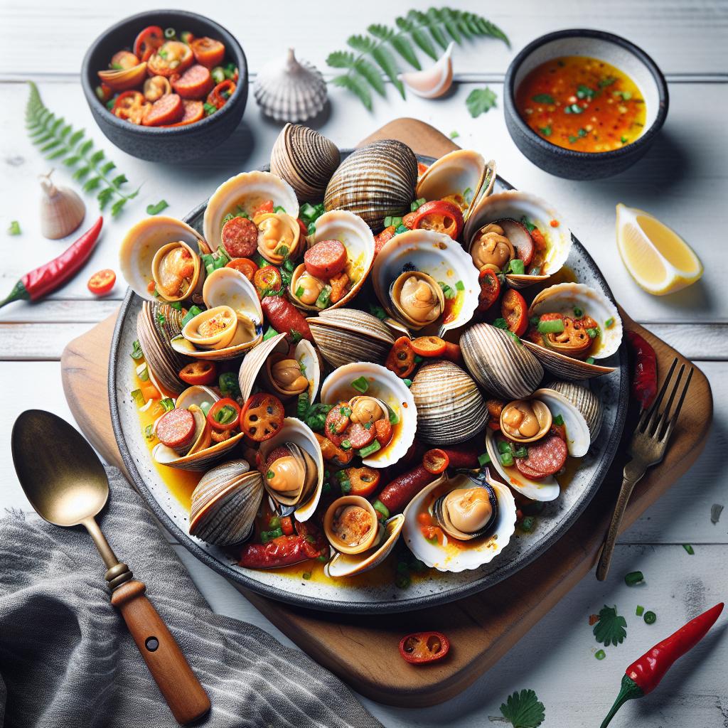 Savor Portuguese-Style Clams with Spicy Sausage Delight