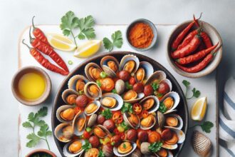Savor Portuguese-Style Clams with Spicy Sausage Delight