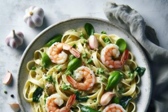 Velvety Garlic Shrimp Pasta: A Creamy Delight Unveiled