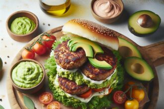 Turkey Burger Delight: Savory Patties with Creamy Avocado Mash