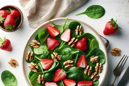Fresh and Crunchy: Strawberry Spinach Salad with Walnuts
