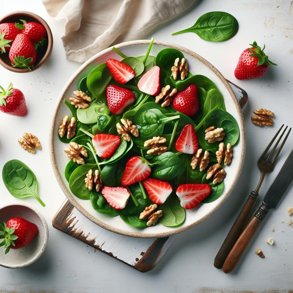 Fresh and Crunchy: Strawberry Spinach Salad with Walnuts