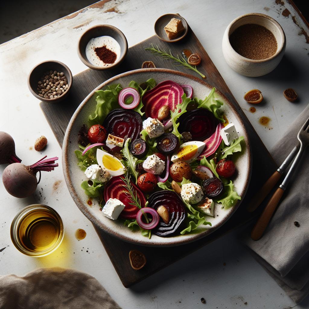 Earthy Elegance: Roasted Beet Salad with Creamy Goat Cheese