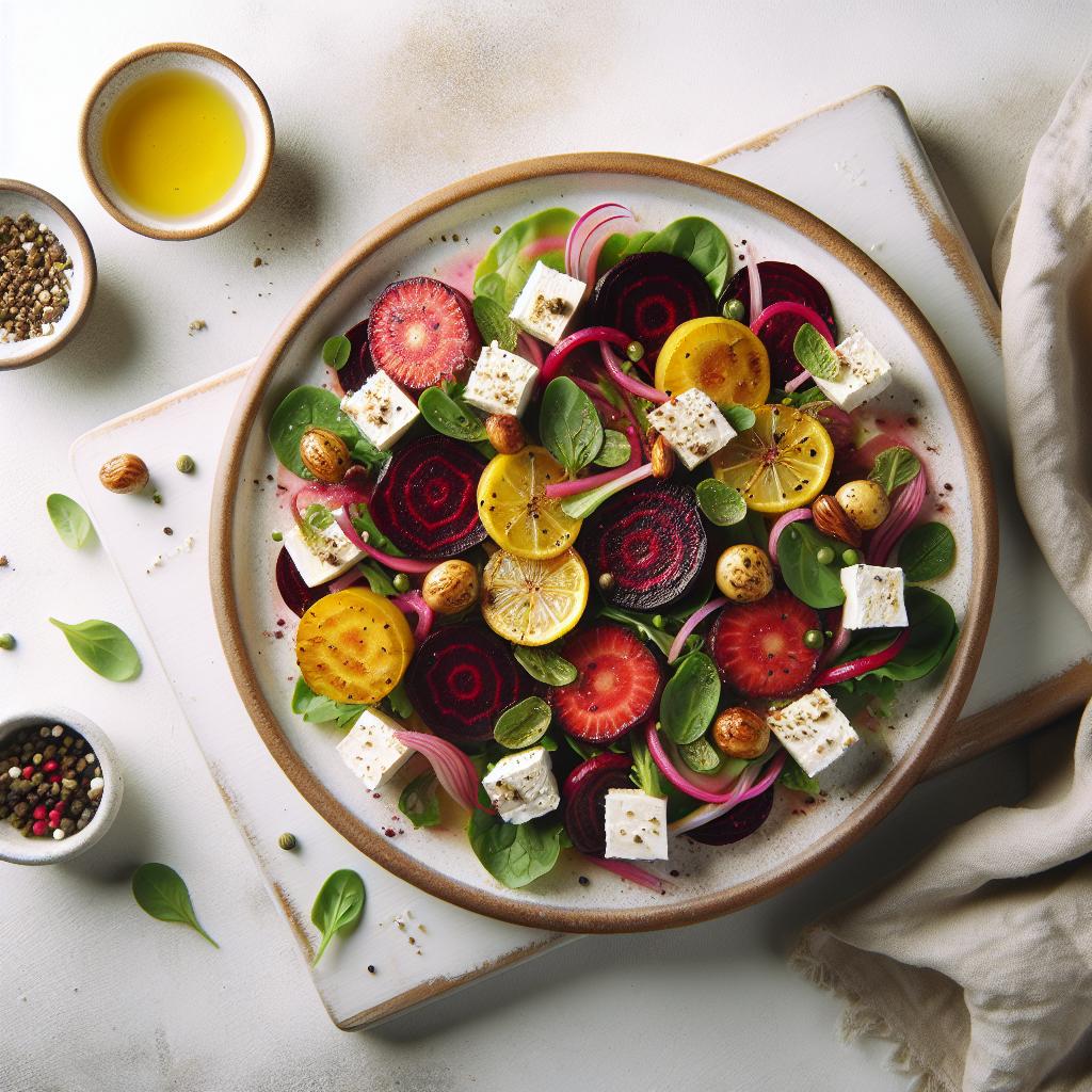 Earthy Roasted Beet Salad with Creamy Goat Cheese Delight