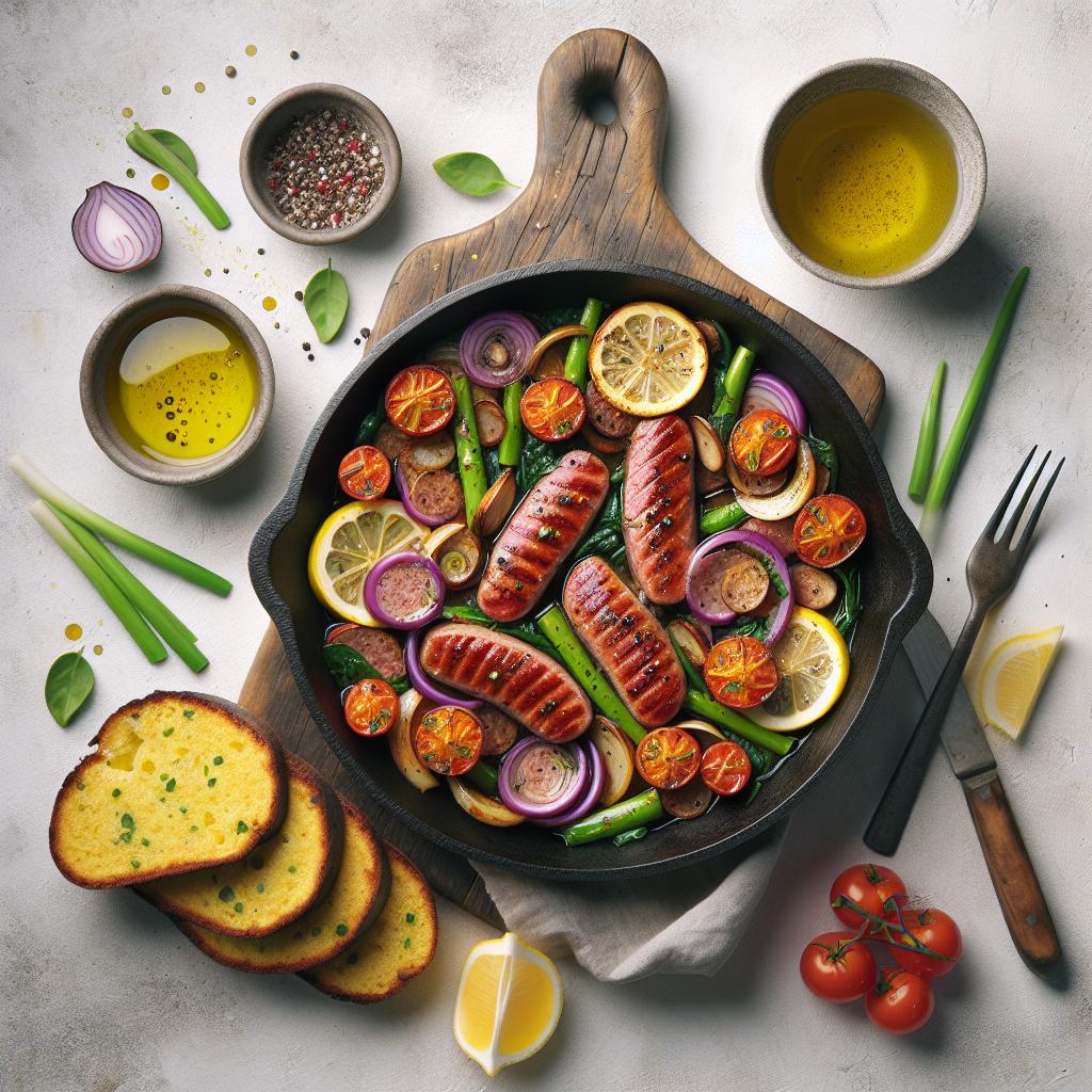 Savor the Flavor: Turkey & Beef Sausage Skillet with Zesty Lemon Loaf