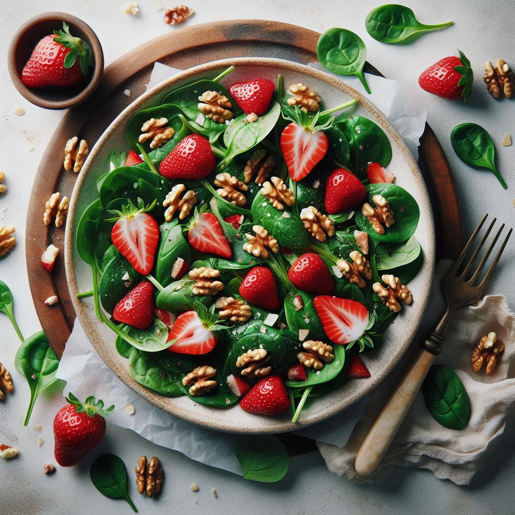 Fresh & Nutty: Strawberry Spinach Salad with Walnuts Delight