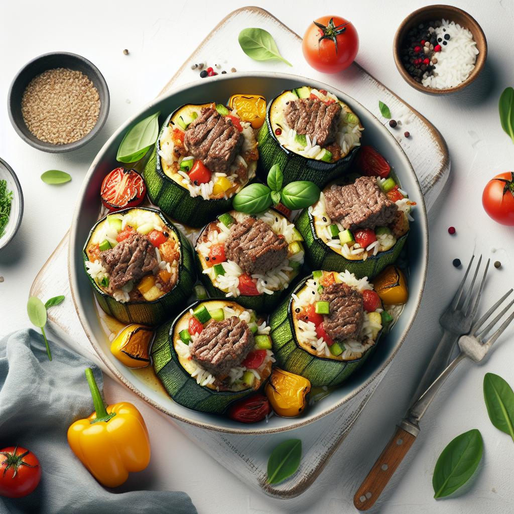Savor the Flavor: Beef and Rice Stuffed Zucchini Delight
