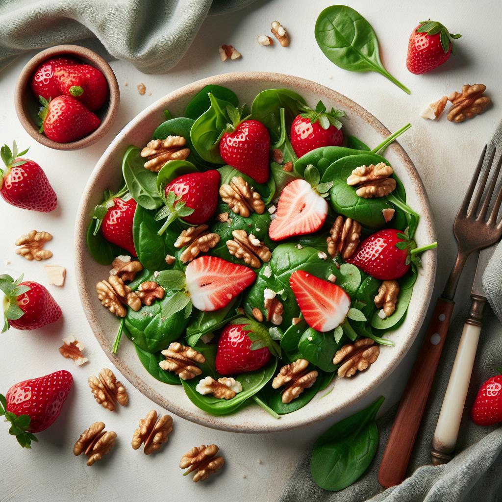 Fresh and Crunchy: Strawberry Spinach Salad with Walnuts