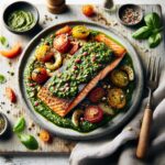 Savory Baked Salmon with Vibrant Homemade Pesto Delight