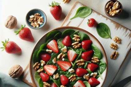 Fresh & Nutty: Strawberry Spinach Salad with Walnuts Delight