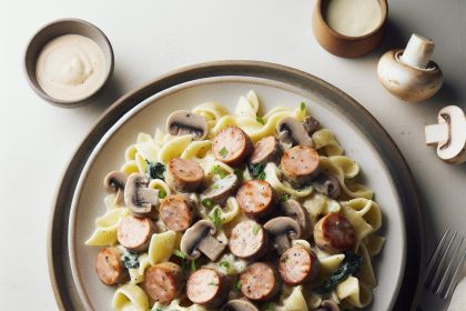 Hearty Turkey Sausage Pasta with Creamy Mushroom Sauce